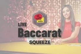 Baccarat Squeeze slot logo by Evolution at PlanBet Casino